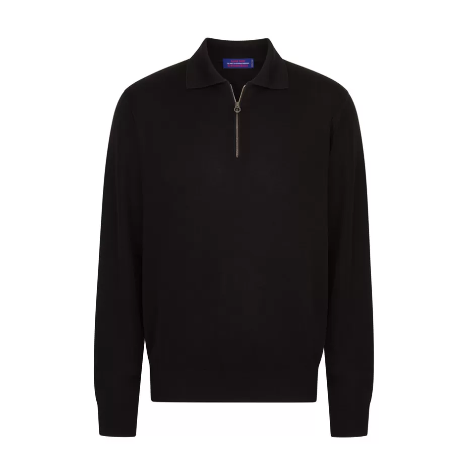 ALPHA YARN CASHMERE ZIP POLO SHIRT | Stefano Ricci Fashion
