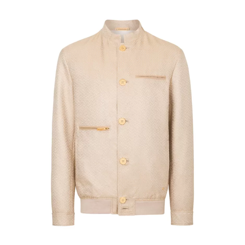 BAND COLLAR SILK BLOUSON | Stefano Ricci Online