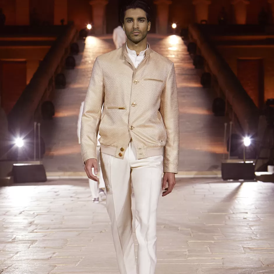 BAND COLLAR SILK BLOUSON | Stefano Ricci Online