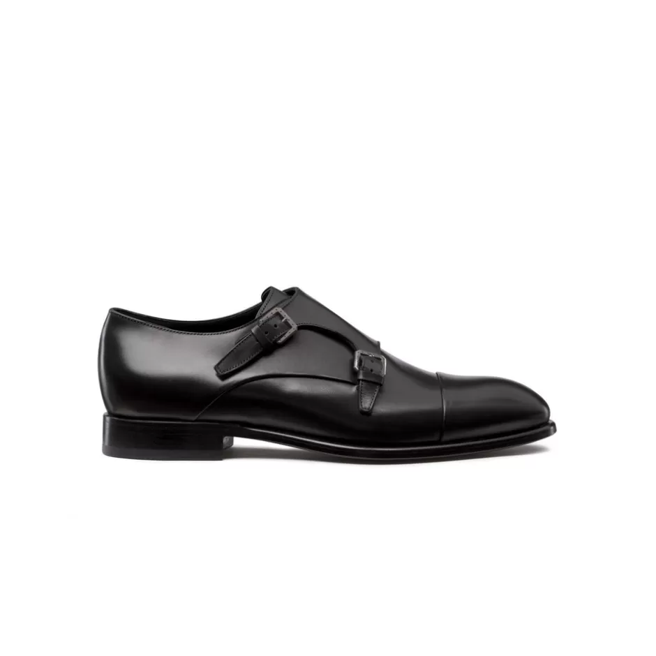 CALFSKIN LEATHER DOUBLE MONK STRAP SHOES | Stefano Ricci Flash Sale