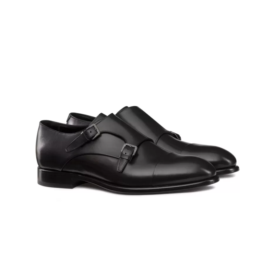 CALFSKIN LEATHER DOUBLE MONK STRAP SHOES | Stefano Ricci Flash Sale