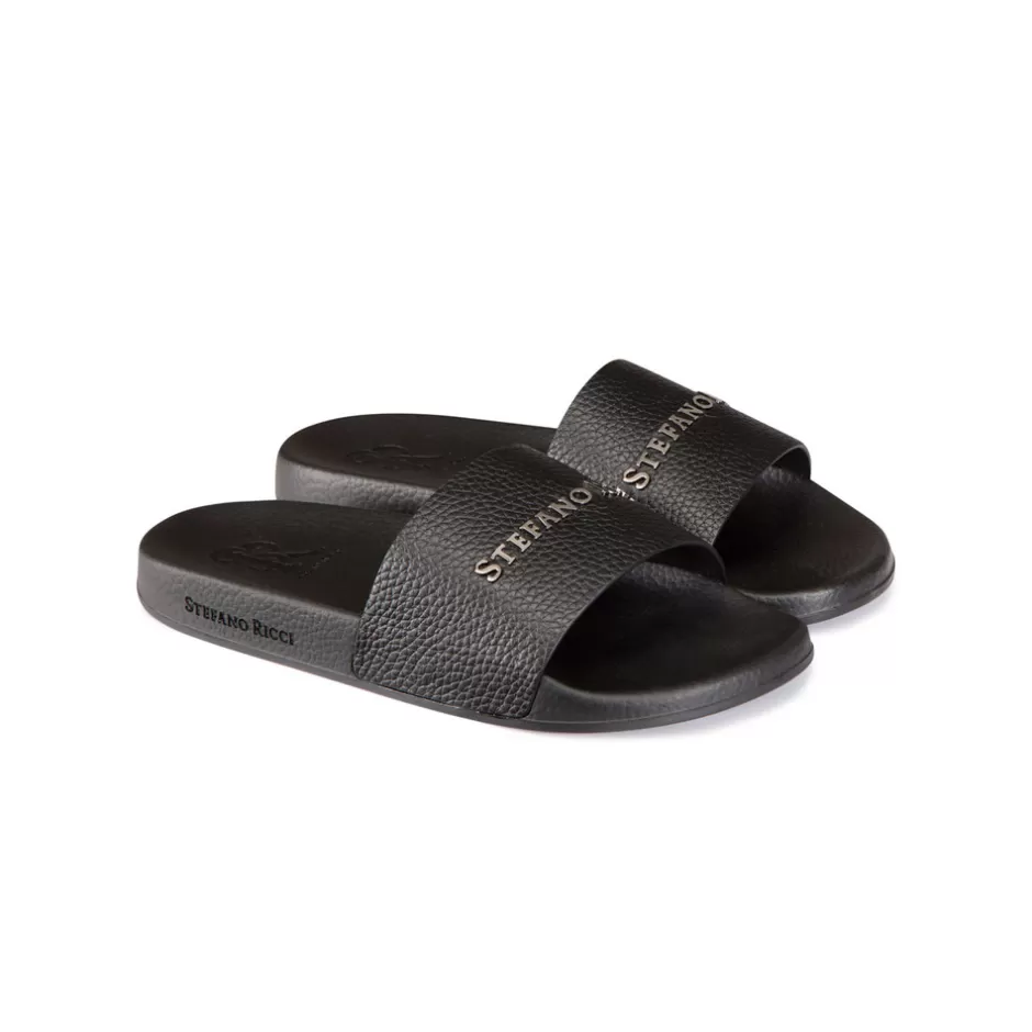 CALFSKIN LEATHER SLIDES | Stefano Ricci Cheap