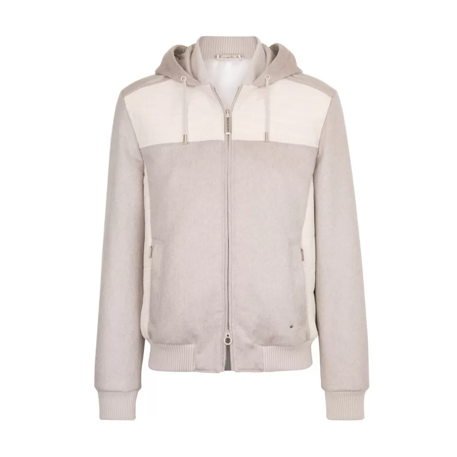 CASHMERE AND NUBUCK CROCODILE HOODED BLOUSON | Stefano Ricci Online