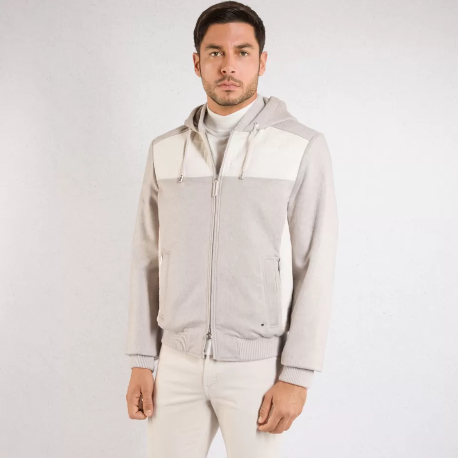 CASHMERE AND NUBUCK CROCODILE HOODED BLOUSON | Stefano Ricci Online