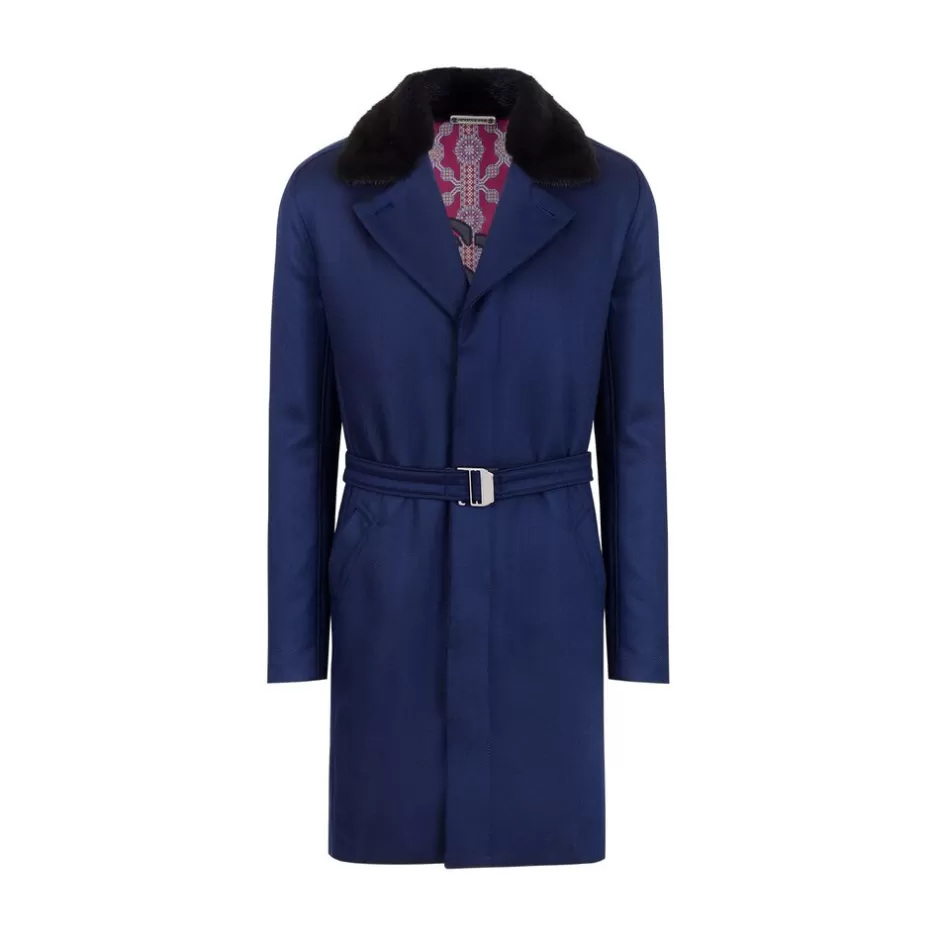 CASHMERE COAT WITH MINK FUR COLLAR | Stefano Ricci Hot