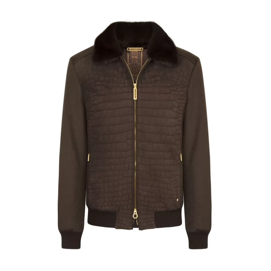 CASHMERE, NUBUCK CROCODILE AND MINK BLOUSON | Stefano Ricci Flash Sale