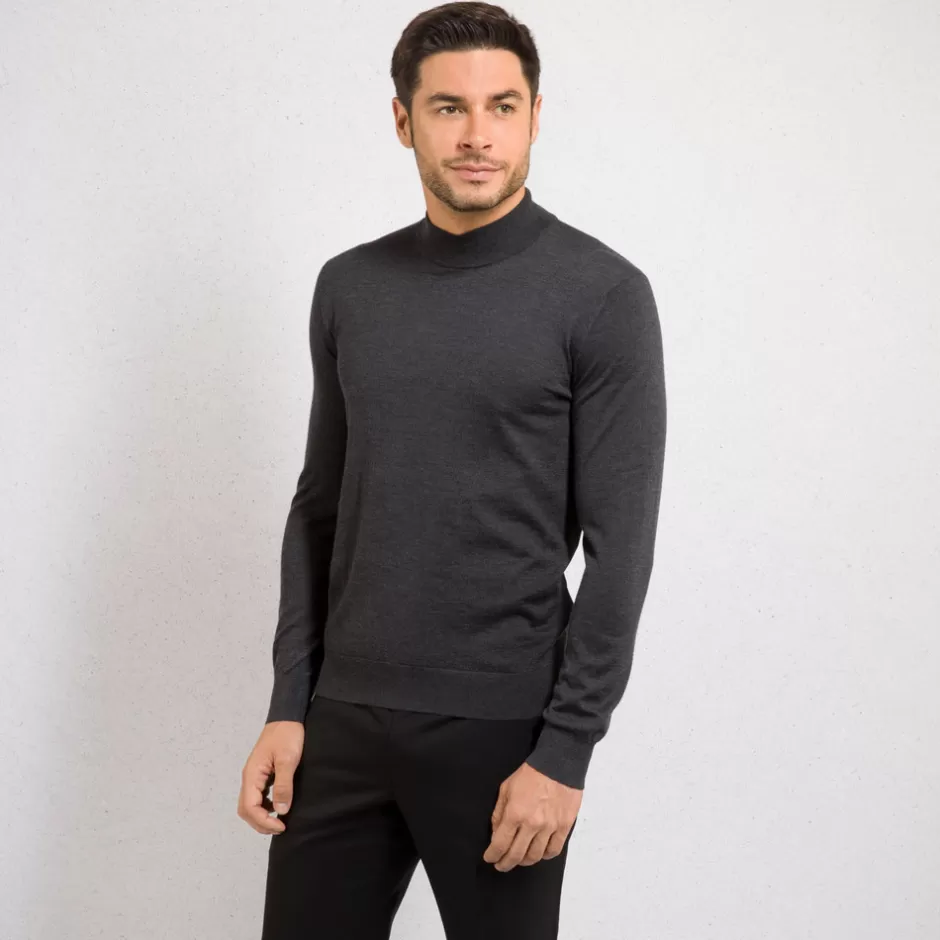 CASHMERE, SILK AND CROCODILE MOCK NECK SWEATER | Stefano Ricci Outlet