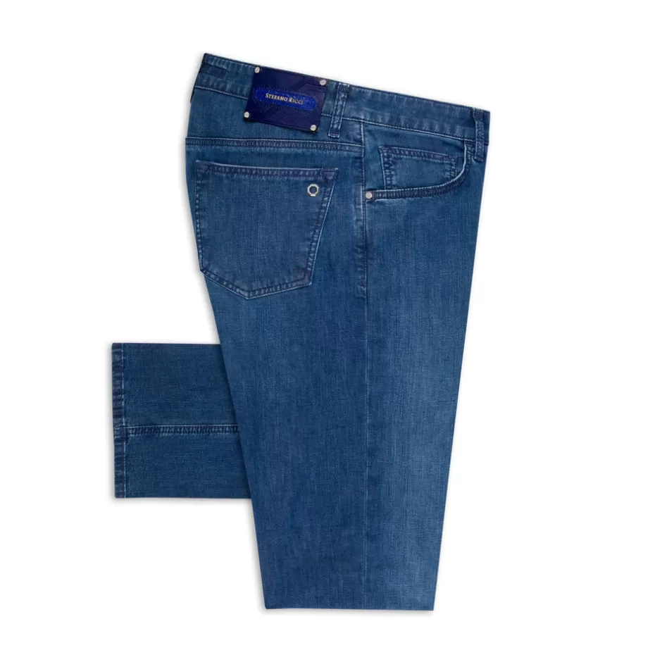 COTTON BLEND TAPERED JEANS | Stefano Ricci Shop