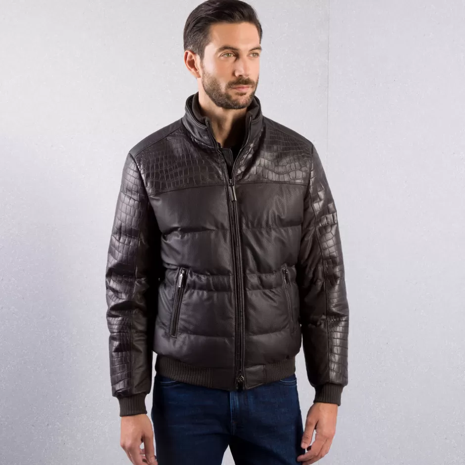 CROCODILE AND LAMBSKIN LEATHER BLOUSON | Stefano Ricci Flash Sale