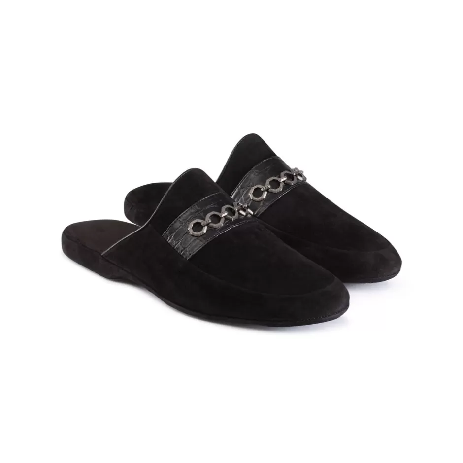 CROCODILE AND SUEDE SLIPPERS | Stefano Ricci Shop