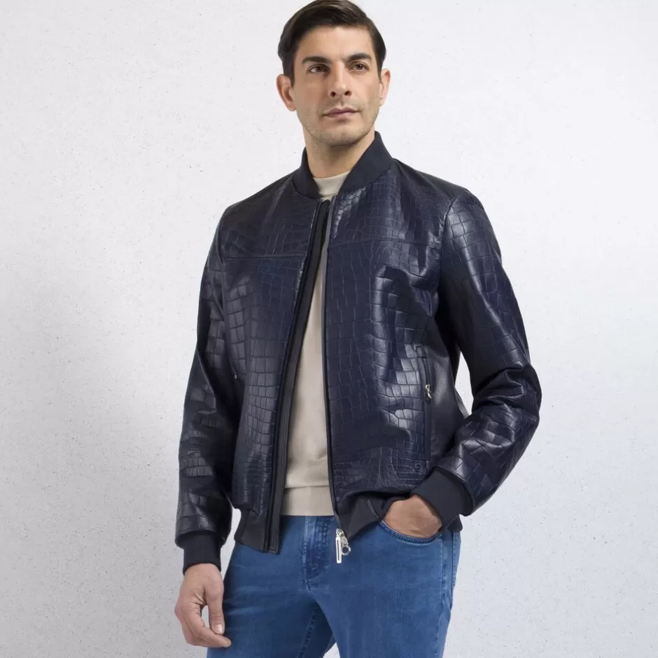 CROCODILE, LAMB AND DEERSKIN LEATHER BLOUSON | Stefano Ricci Clearance