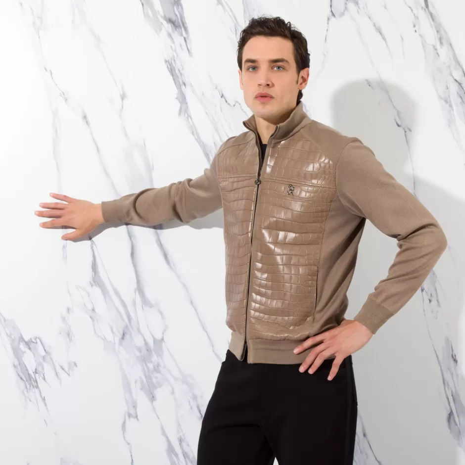 CROCODILE LEATHER AND KNIT BLOUSON | Stefano Ricci Fashion