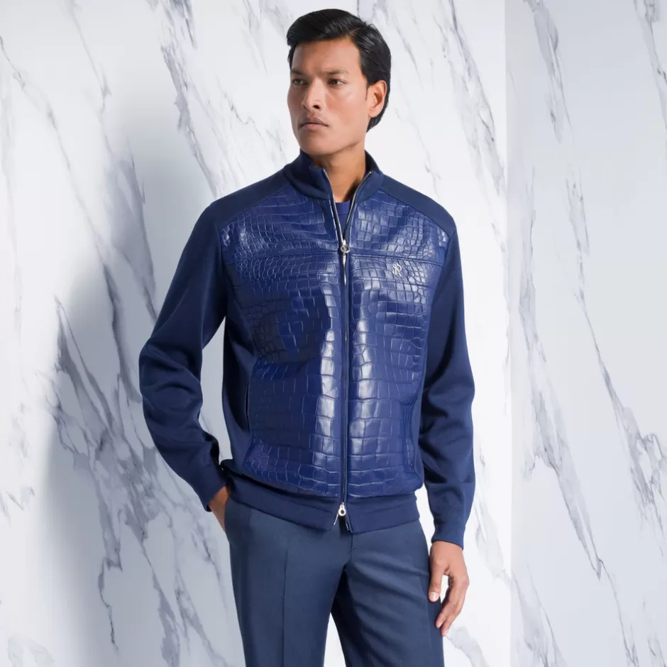 CROCODILE LEATHER AND KNIT BLOUSON | Stefano Ricci Hot