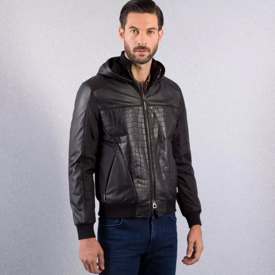 DEERSKIN AND CROCODILE LEATHER BLOUSON | Stefano Ricci New