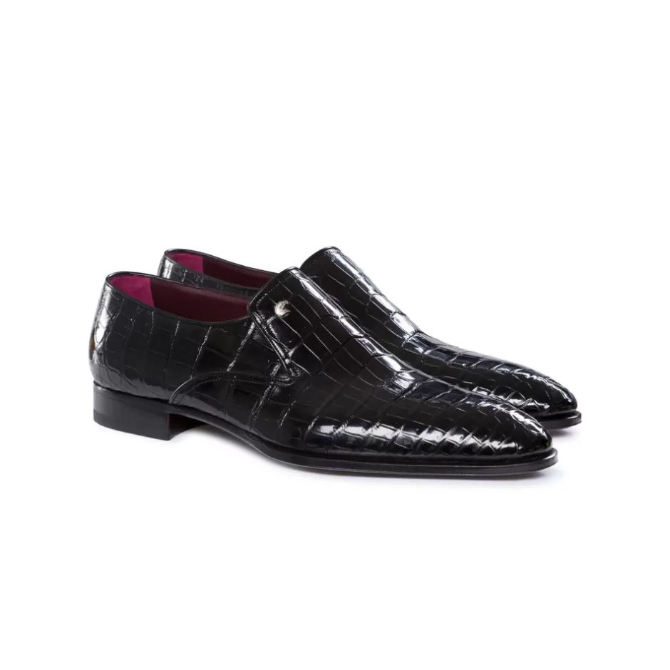 DIAMANTE CROCODILE SLIP-ON OXFORD SHOES | Stefano Ricci Discount