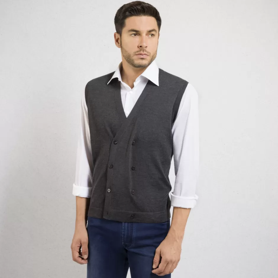 DOUBLE-BREASTED KNIT GILET | Stefano Ricci Store