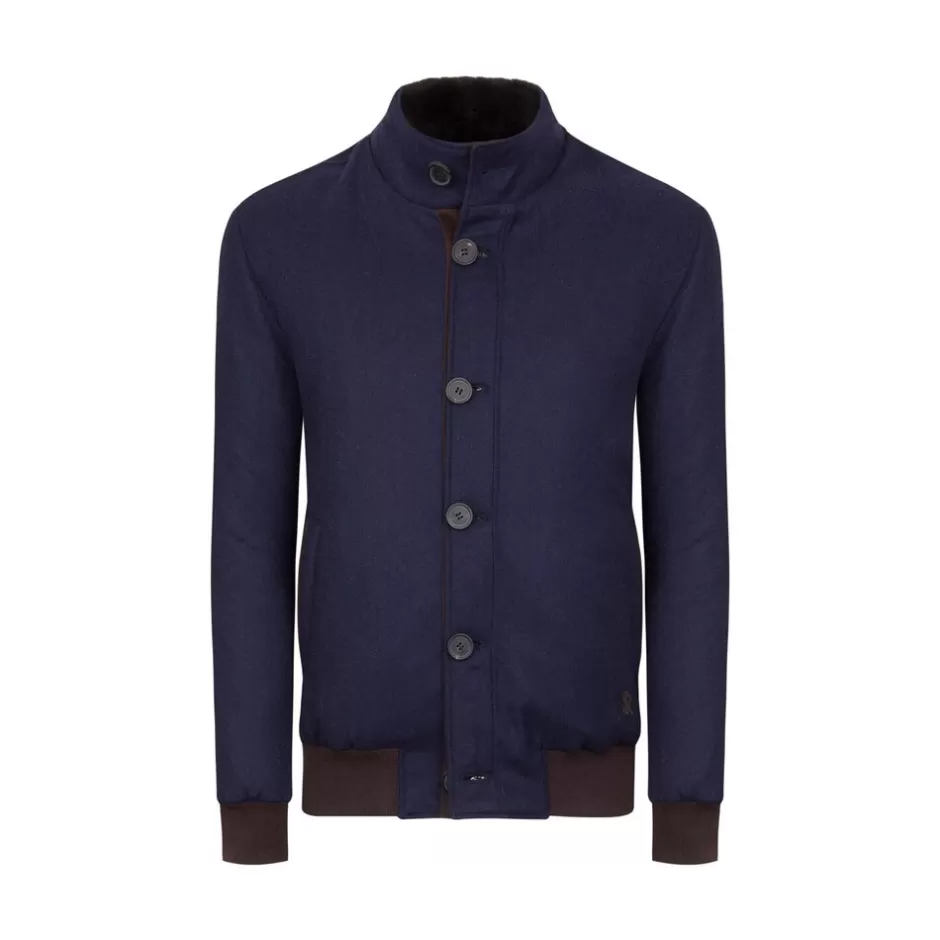 DOWN BLOUSON WITH SUEDE AND BEAVER FUR | Stefano Ricci Best Sale