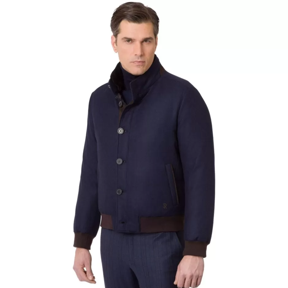 DOWN BLOUSON WITH SUEDE AND BEAVER FUR | Stefano Ricci Best Sale