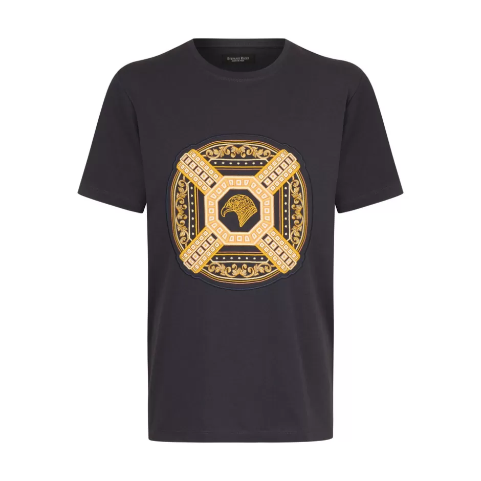 EMBROIDERED COTTON BLEND T-SHIRT | Stefano Ricci Shop