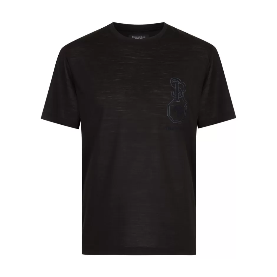 EMBROIDERED VIRGIN WOOL T-SHIRT | Stefano Ricci Online
