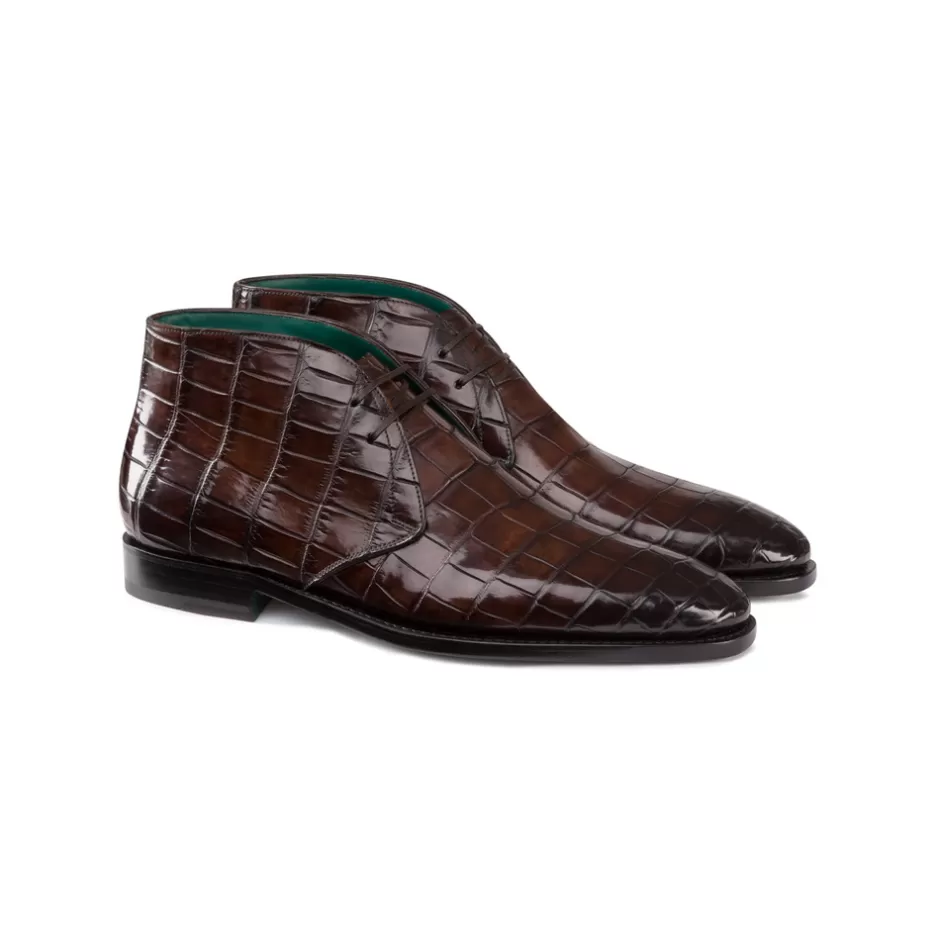 HAND POLISHEDANTIQUE CROCODILE ANKLE BOOTS | Stefano Ricci Flash Sale