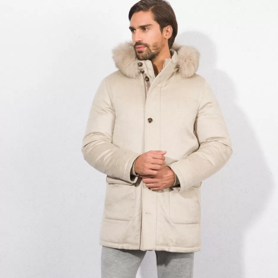 HOODED DOWN AND FOX FUR JACKET | Stefano Ricci Outlet