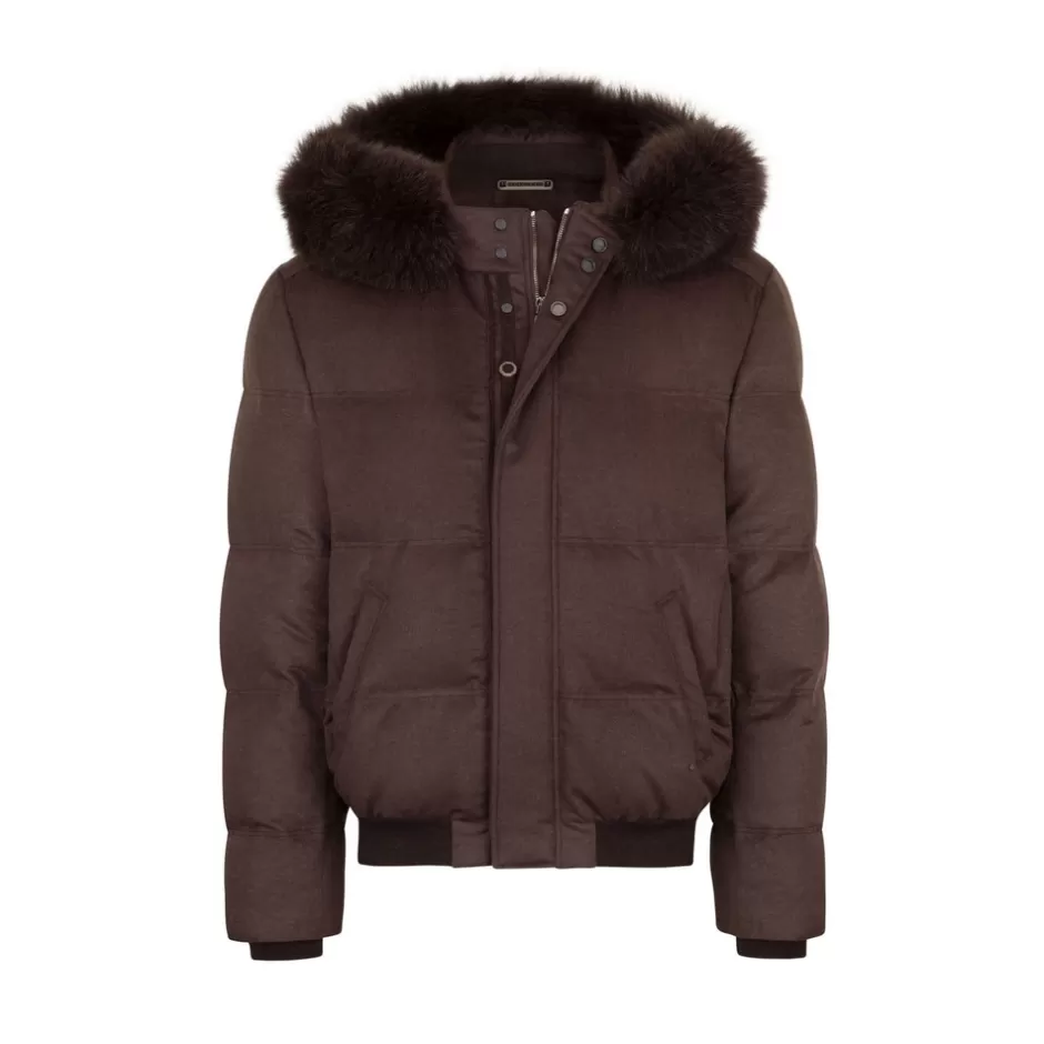 HOODED DOWN FOX FUR BLOUSON | Stefano Ricci Discount