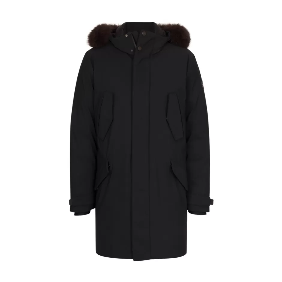 HOODED DOWN JACKET WITH FOX FUR | Stefano Ricci Online