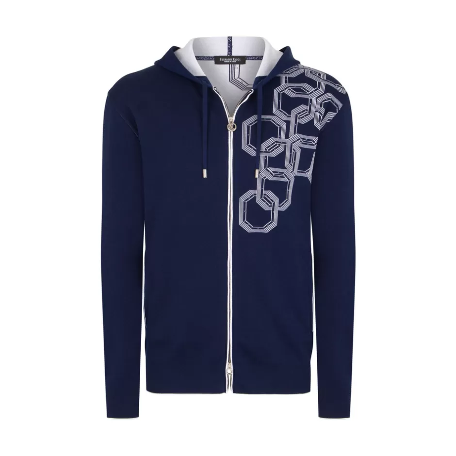 KNIT HOODED JOGGING BLOUSON | Stefano Ricci Shop