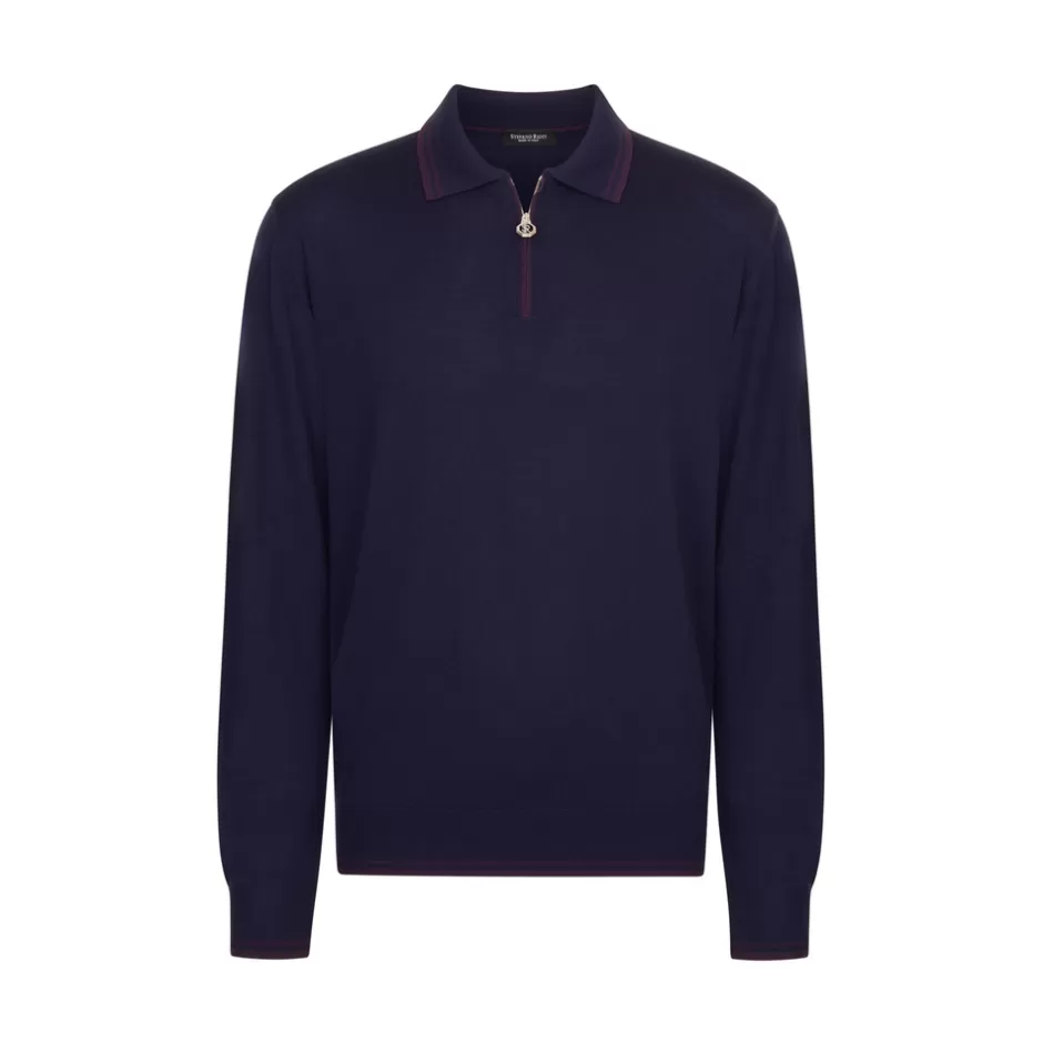 KNIT WOOL ZIP POLO SHIRT | Stefano Ricci Outlet