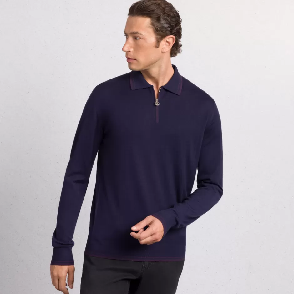 KNIT WOOL ZIP POLO SHIRT | Stefano Ricci Outlet