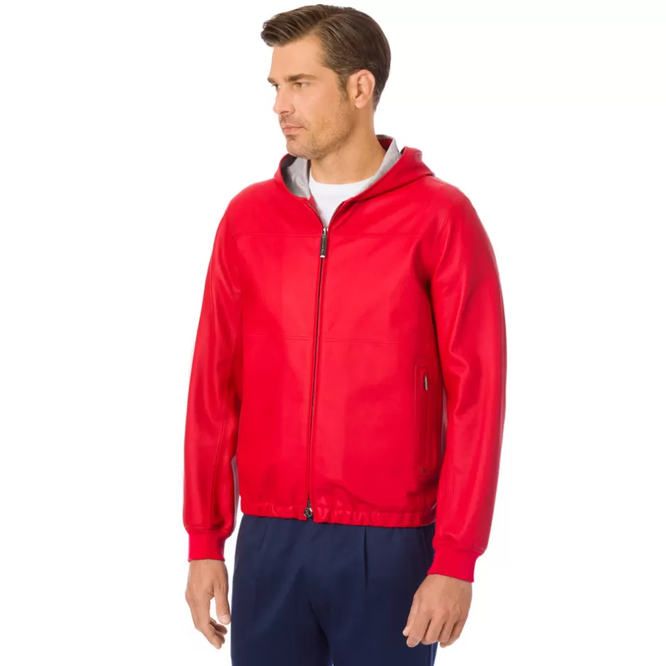 LAMBSKIN LEATHER HOODED SPORTS JACKET | Stefano Ricci Cheap