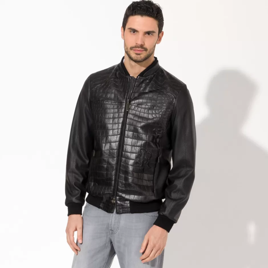 MATTED CROCODILE AND DEER LEATHER BLOUSON | Stefano Ricci New