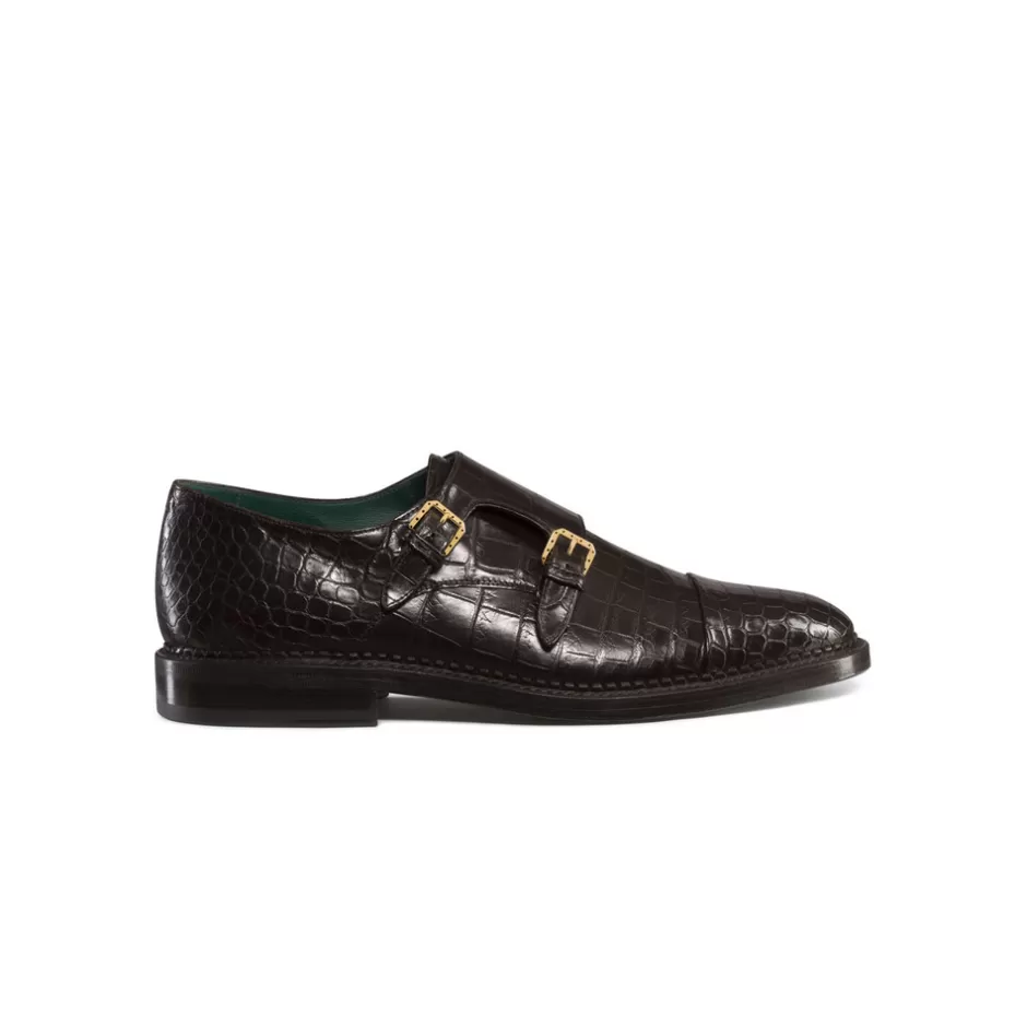 MATTED CROCODILE MONK STRAP SHOES | Stefano Ricci Outlet