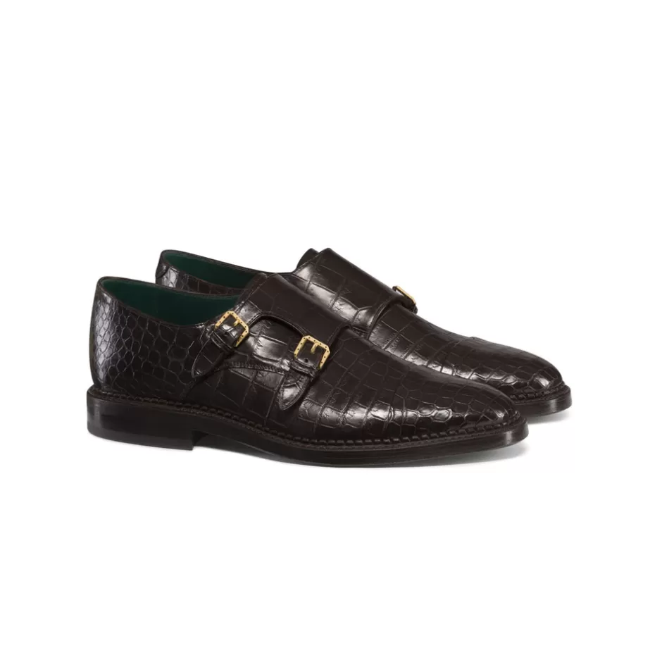 MATTED CROCODILE MONK STRAP SHOES | Stefano Ricci Outlet