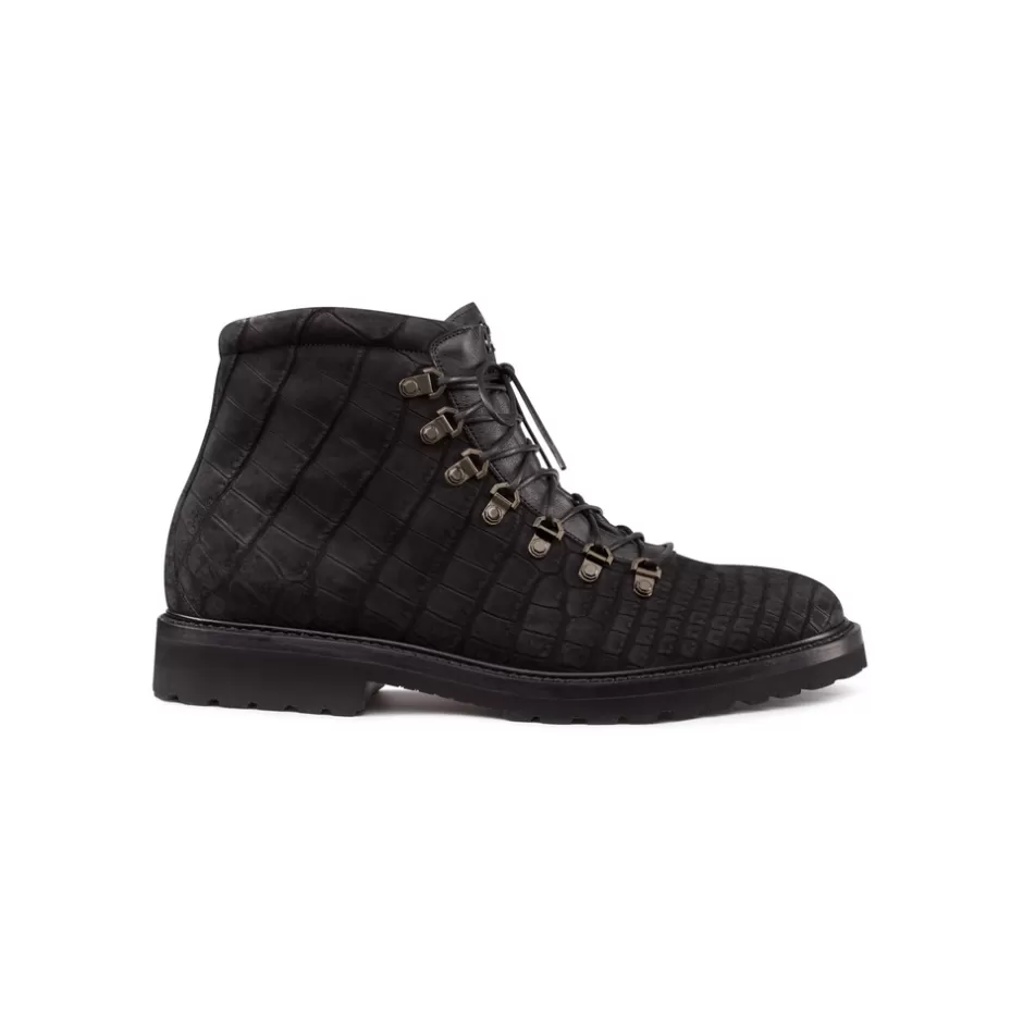 NUBUCK CROCODILE AND CALFSKIN HIKING BOOTS | Stefano Ricci Shop