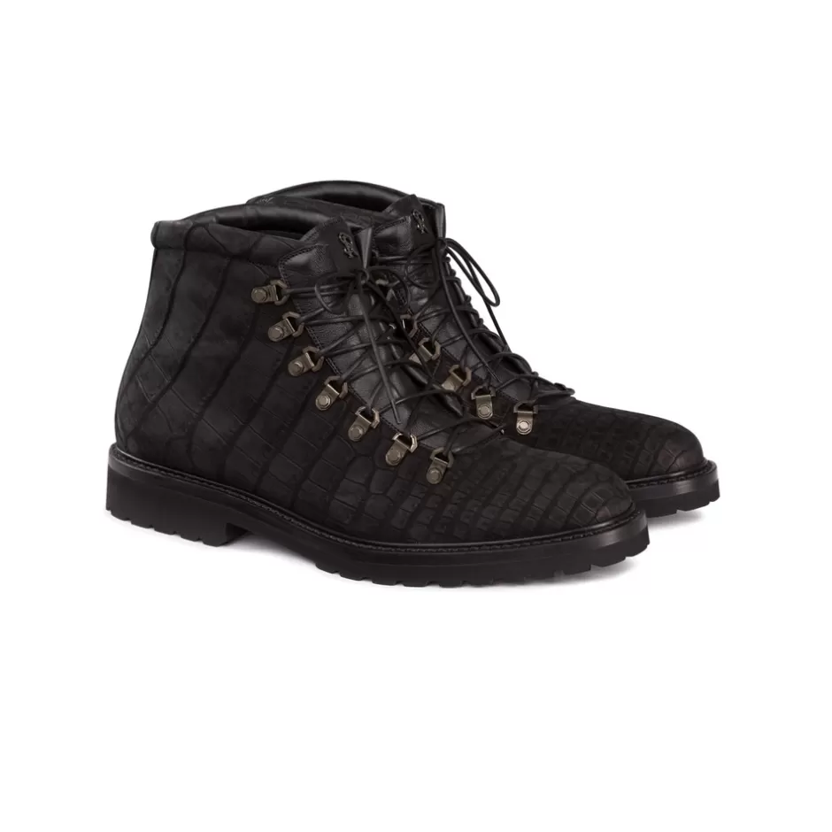 NUBUCK CROCODILE AND CALFSKIN HIKING BOOTS | Stefano Ricci Shop