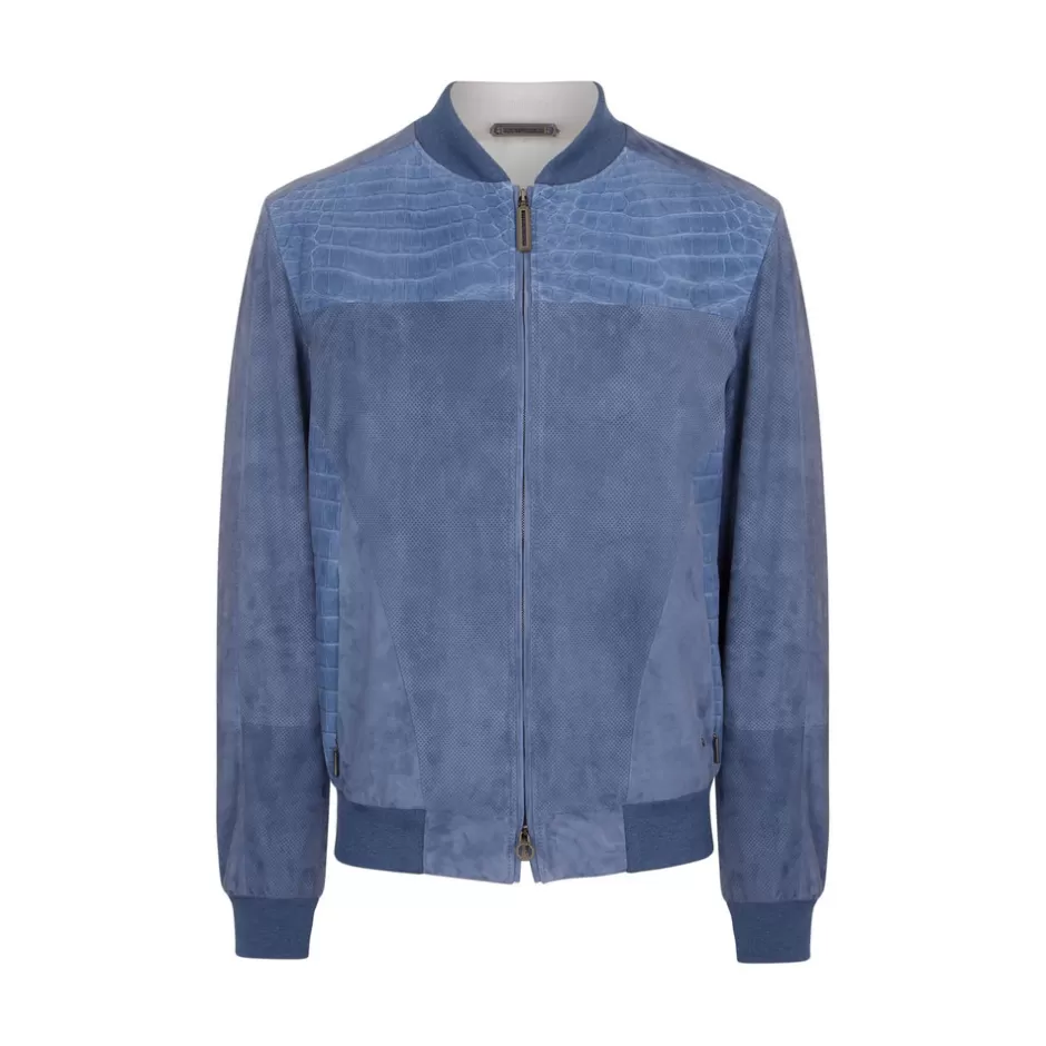 NUBUCK CROCODILE LEATHER AND SUEDE BLOUSON | Stefano Ricci Store