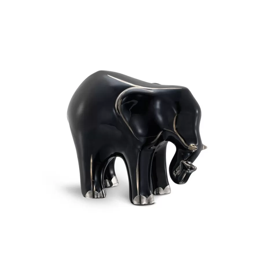 PLATINUM BLACK SMALL PORCELAIN ELEPHANT ORNAMENT | Stefano Ricci Sale