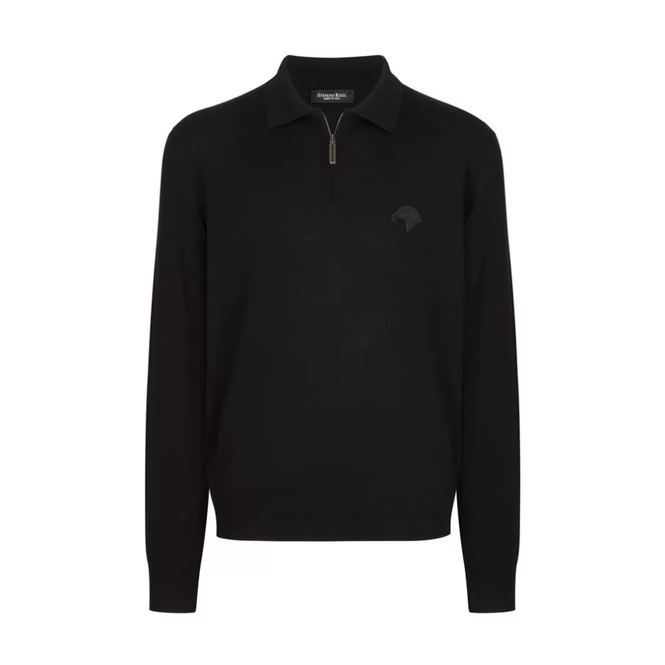 PURE WOOL ZIP POLO SHIRT | Stefano Ricci Store