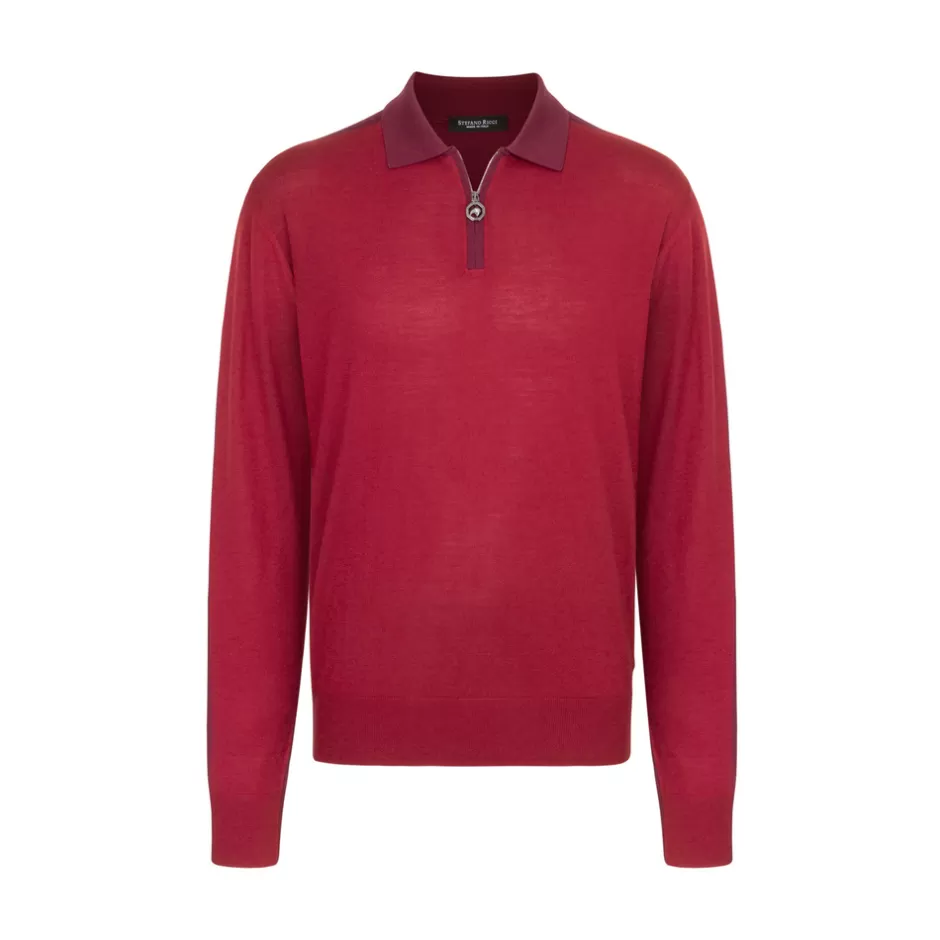 PURE WOOL ZIP POLO SHIRT | Stefano Ricci Sale