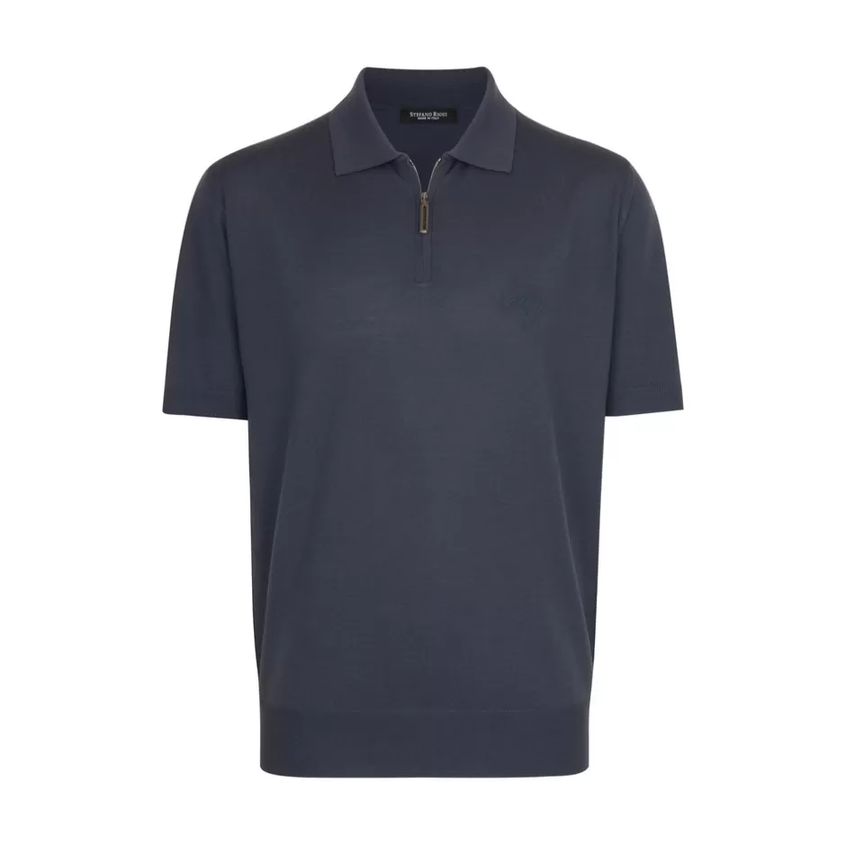 PURE WOOL ZIP POLO SHIRT | Stefano Ricci Sale