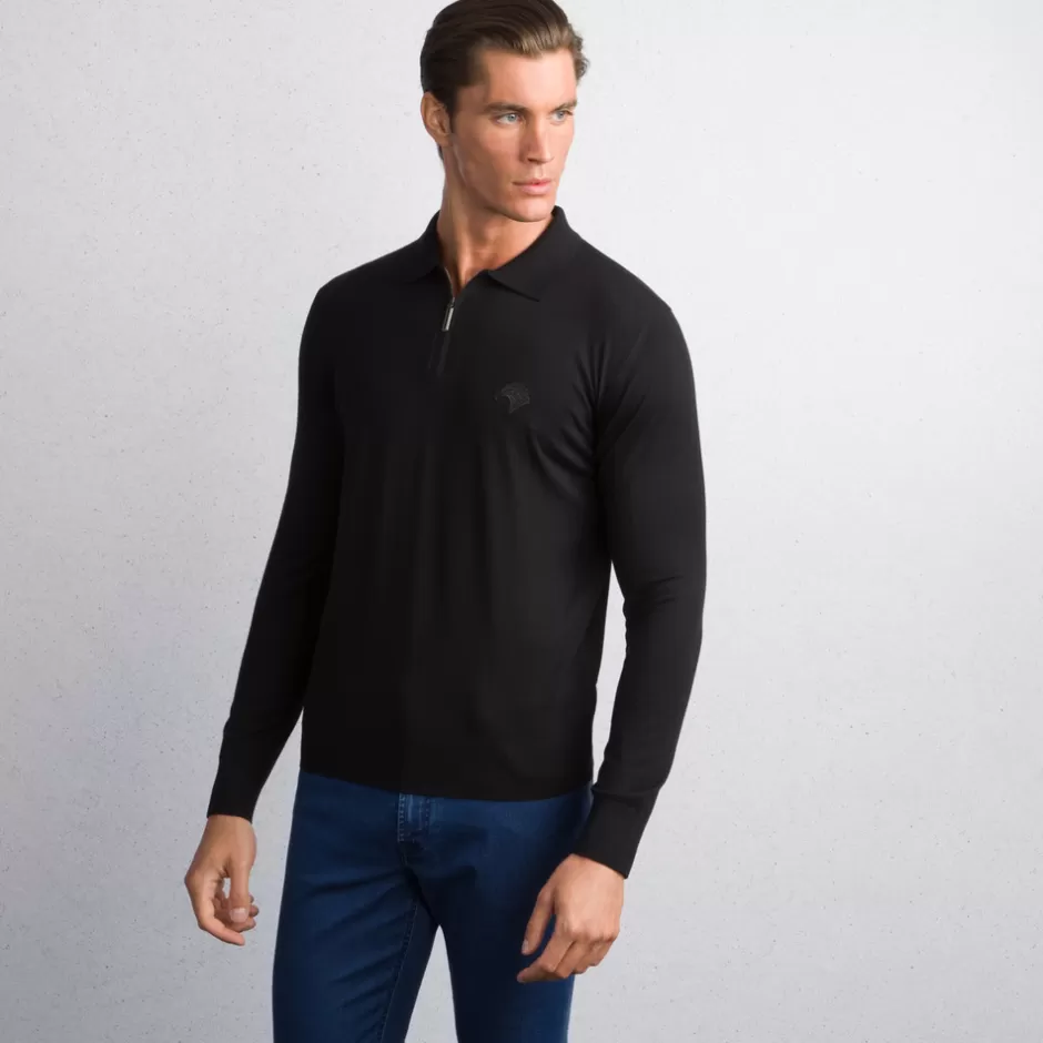 PURE WOOL ZIP POLO SHIRT | Stefano Ricci Store