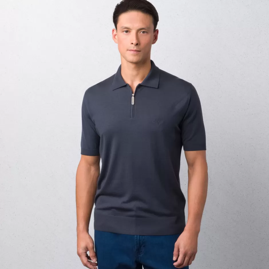 PURE WOOL ZIP POLO SHIRT | Stefano Ricci Sale