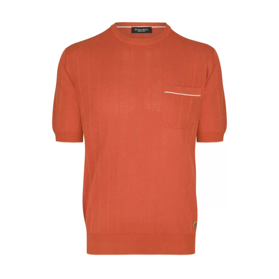 SHORT SLEEVE SILK CREWNECK SWEATER | Stefano Ricci Cheap