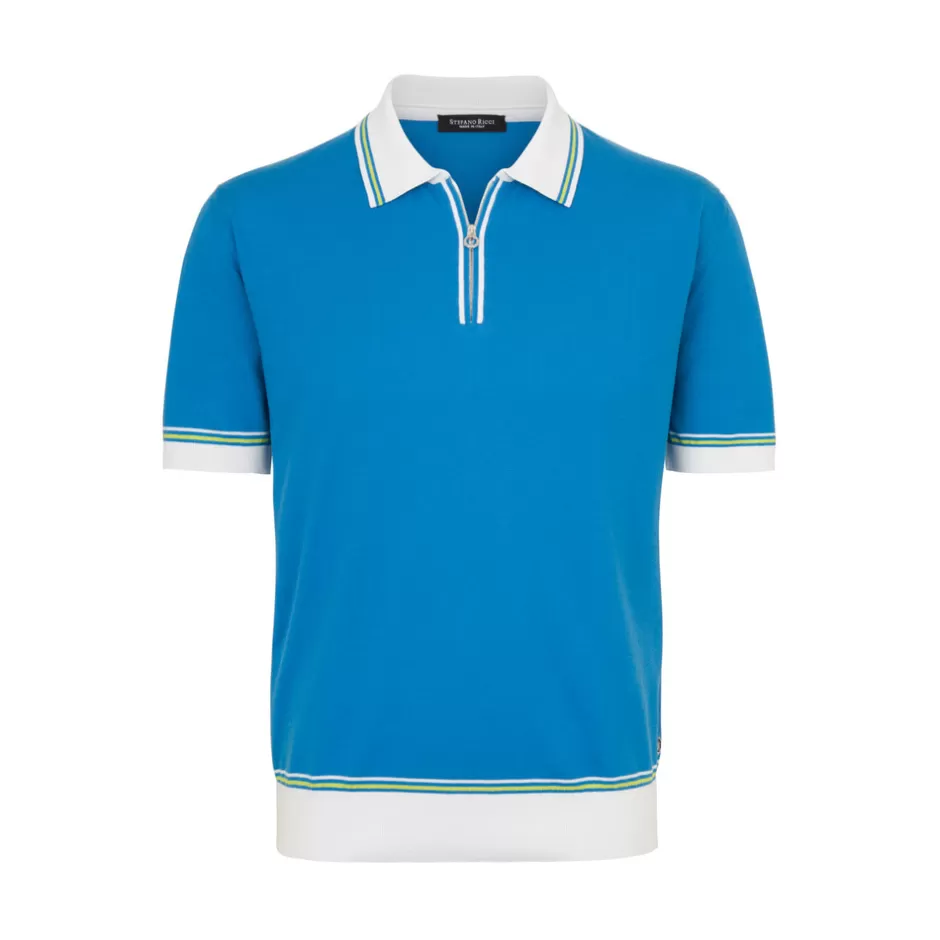 SHORT SLEEVE ZIP POLO SHIRT | Stefano Ricci Flash Sale