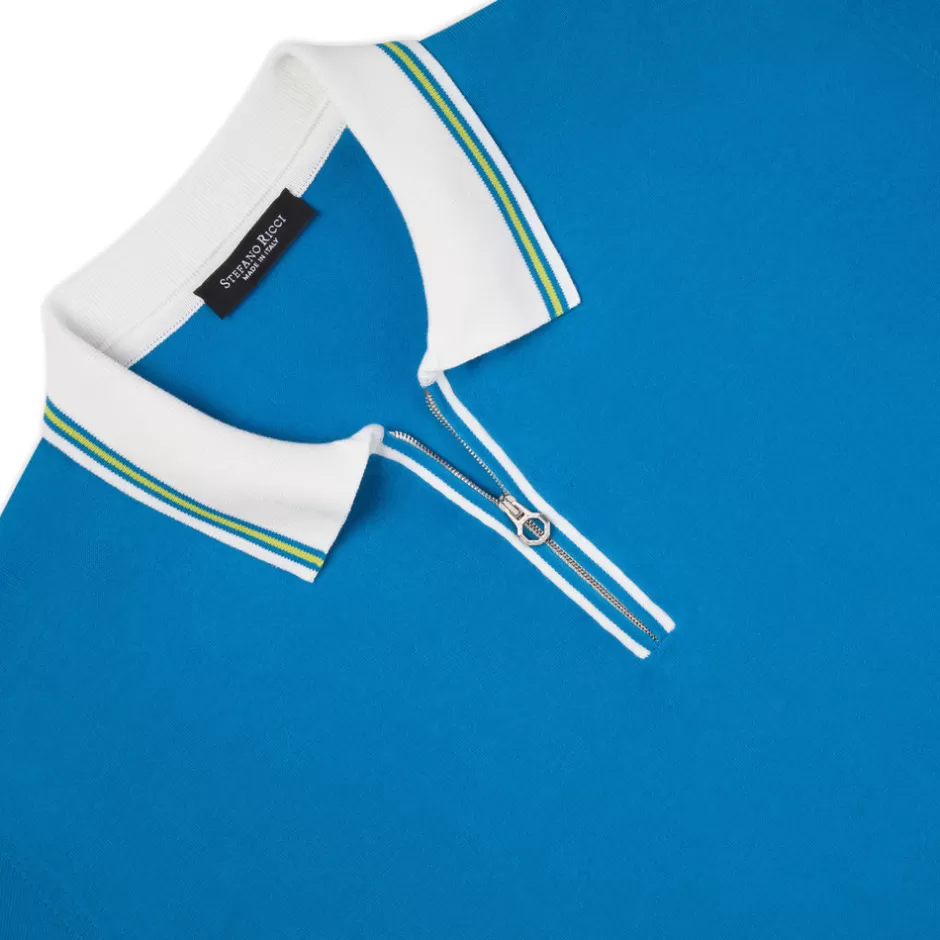 SHORT SLEEVE ZIP POLO SHIRT | Stefano Ricci Flash Sale