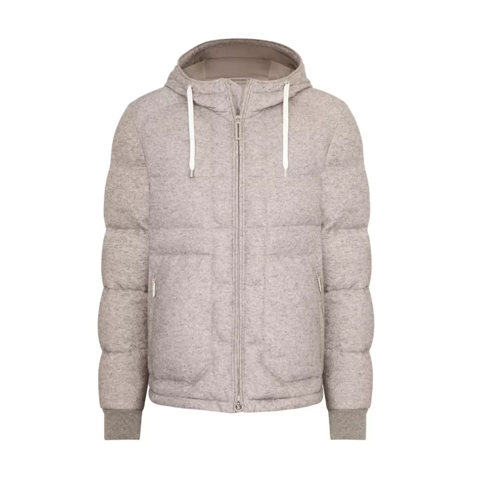 SILK AND CASHMERE JERSEY HOODED DOWN JACKET | Stefano Ricci Clearance