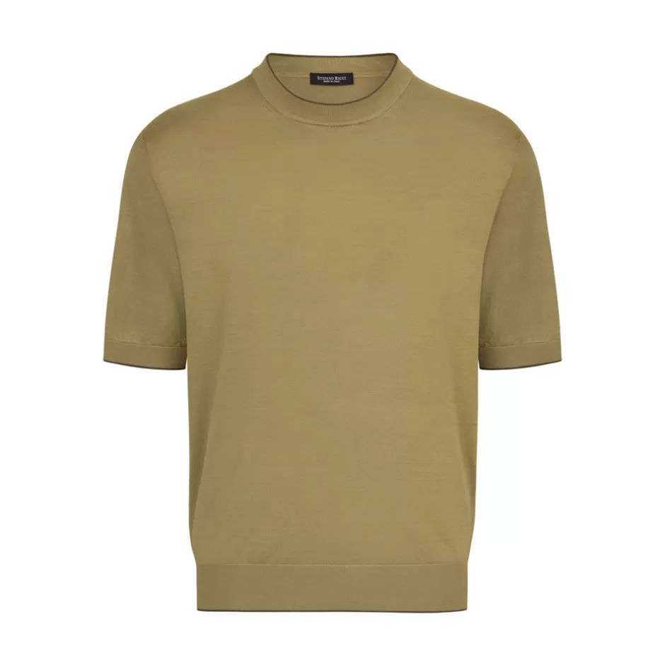 SILK AND CROCODILE LEATHER CREWNECK SWEATER | Stefano Ricci Flash Sale