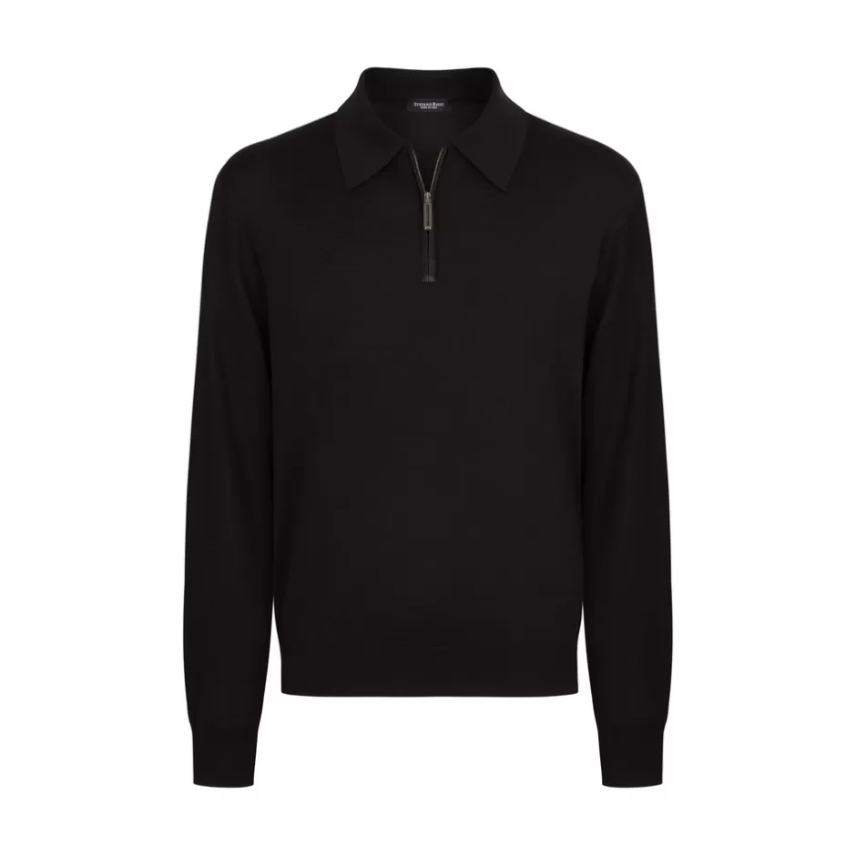 SILK AND CROCODILE LEATHER ZIP POLO | Stefano Ricci Shop